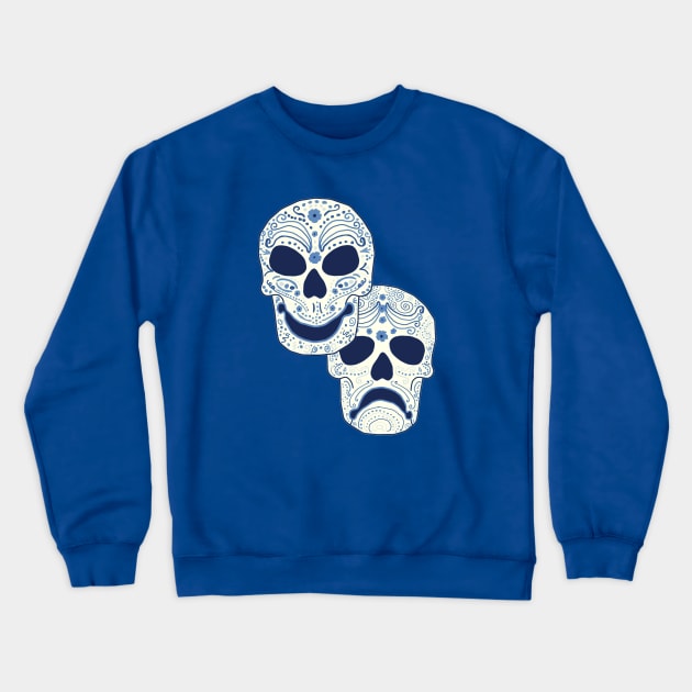 Cyan Comedy-Tragedy Muertos Crewneck Sweatshirt by Jan4insight TeeStore